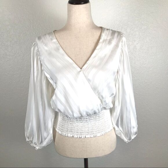Vintage Olm sheer white surplus blouse M - Picture 1 of 7